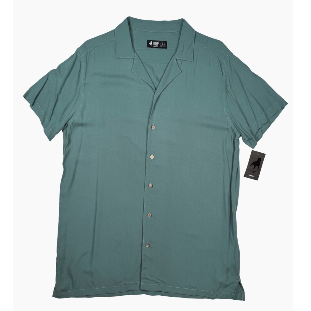Cuidado‎ con el Perro Men's Short Sleeve Button Up Shirt Green Size L NWT